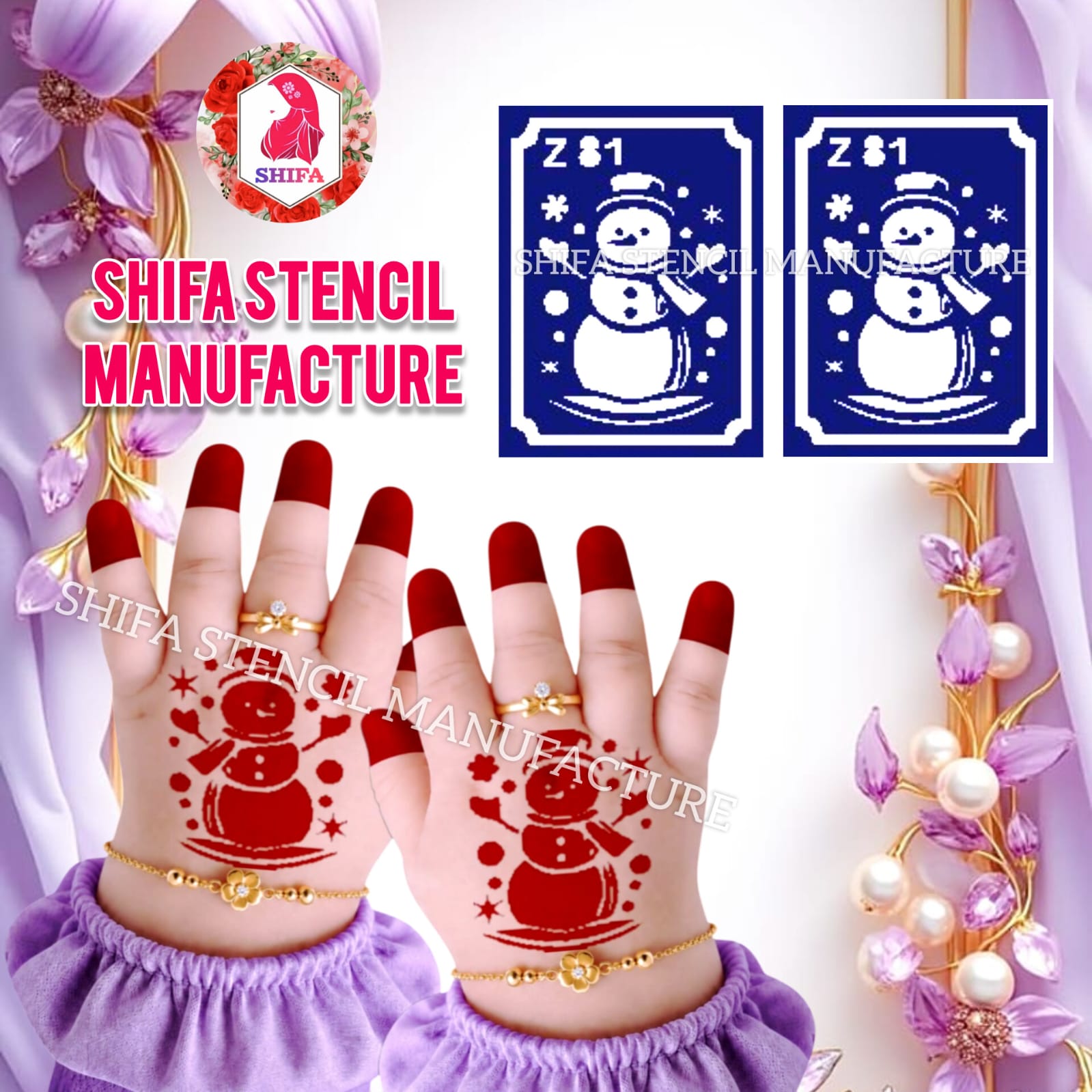Z 81 Happy Snowman - Sticker overview - Shifa Stencil Manufacturer